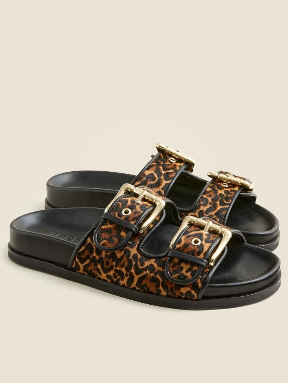 J Crew Women's Size 10.5 Colbie wide-strap buckle sandals in leopard-print calf